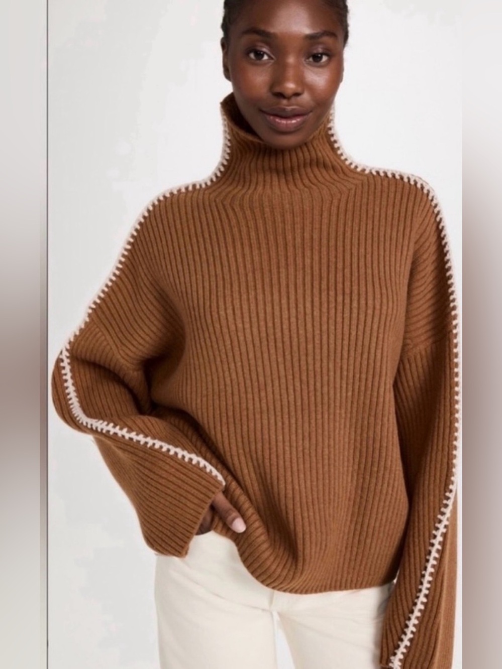 RAG & BONE Ingrid Oversized Wool Turtleneck Sweater XS Whipstiched Sweater